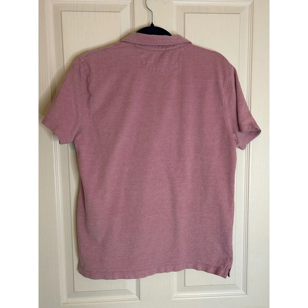 Banana Republic Mens Rose Pink Heathered Cotton Short Sleeve Pocket Polo Shirt M
